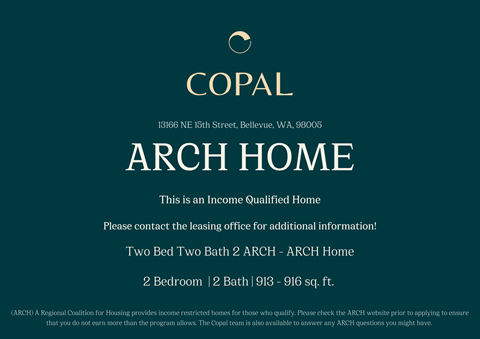 A poster advertising an income qualified home with the address of 1366 NE 18th Street, Bellevue, WA, 98005.